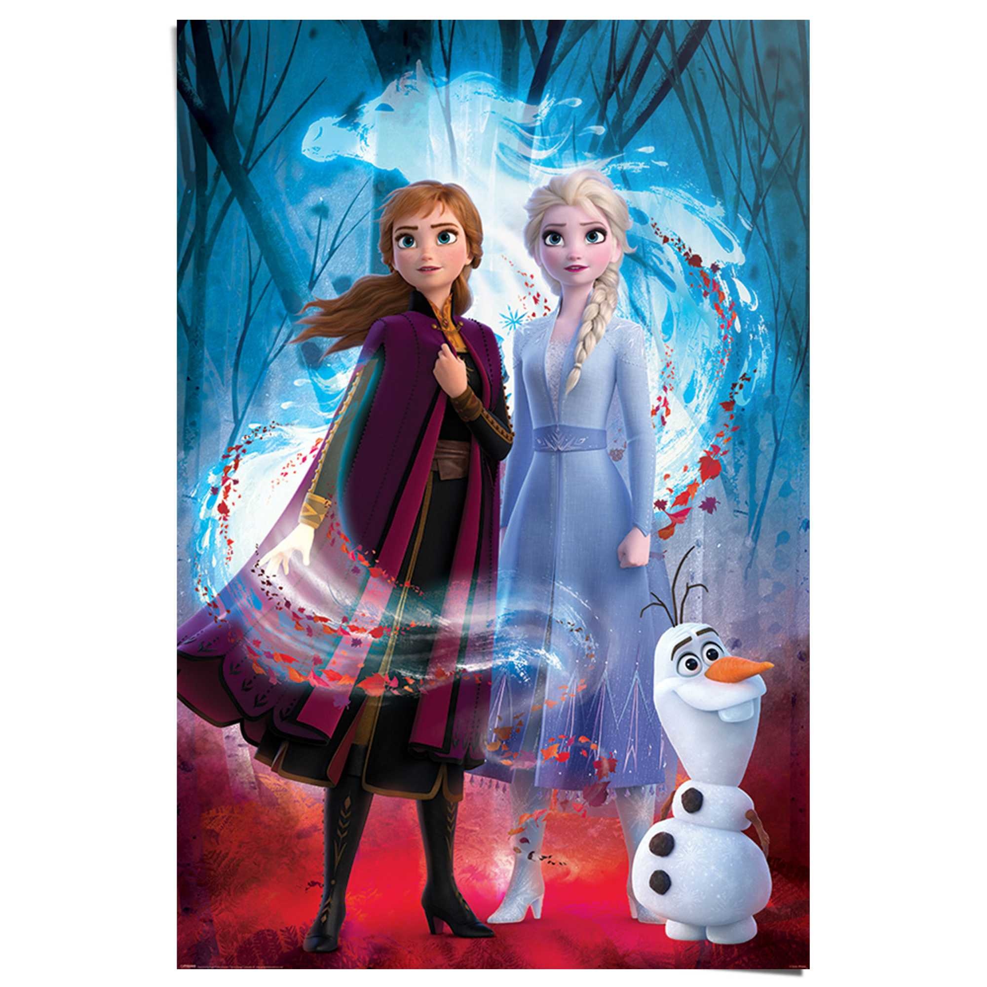 Lil Dader Onleesbaar Frozen 2 Anna, Elsa & Olaf | Poster Blauw - REINDERS!