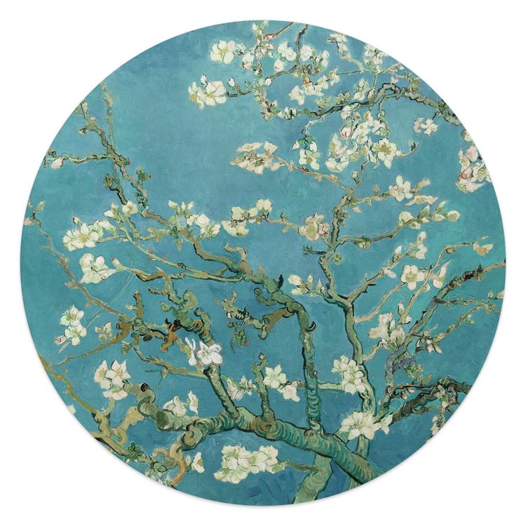 Amandelbloesem Vincent van Gogh - Bloemen - Almondblossom - Kunst |  Glasschilderij rond Blauw - REINDERS!
