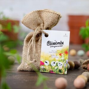 Blossombs Sac cadeau en jute avec 8 boules de graines