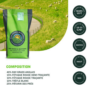 MRS Seeds & Mixtures Digues 1 - 15 kg | Herbe savoureuse pour le pâturage