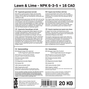 MRS Seeds & Mixtures Lawn & Lime - Engrais organique gazon avec chaux | 20 kg - 250 m²