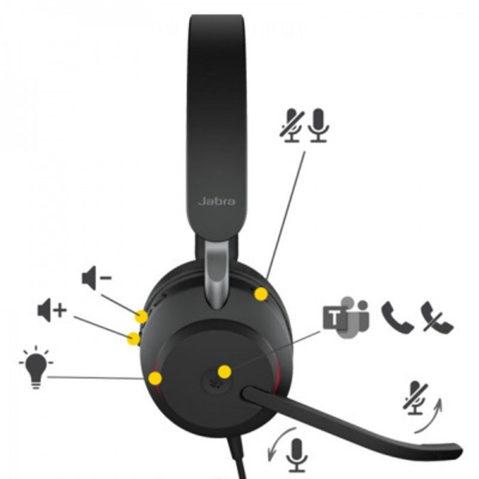 Jabra Jabra Evolve2 40 SE MS Stereo Headset - USB-A - Microsoft Teams