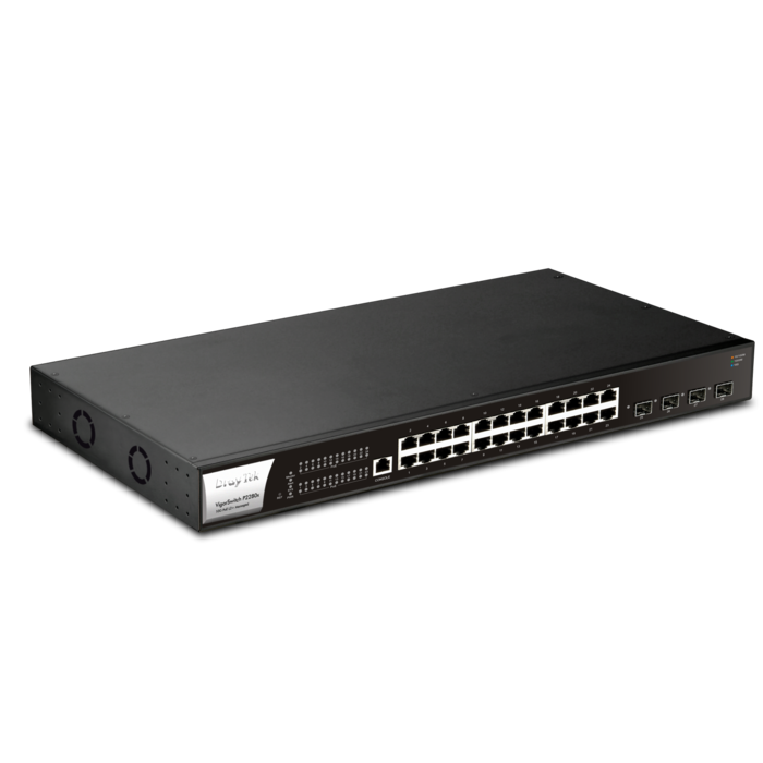Draytek DrayTek VigorSwitch P2280x 24-Poort Managed PoE+ Switch - 400W met 4x 10G SFP+