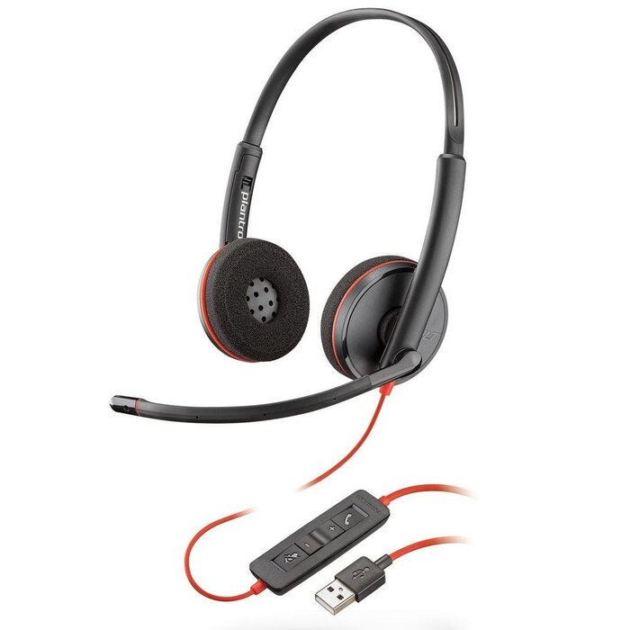 HP-Poly-Plantronics Poly Blackwire C3220 Stereo Headset USB-C met USB-A Adapter