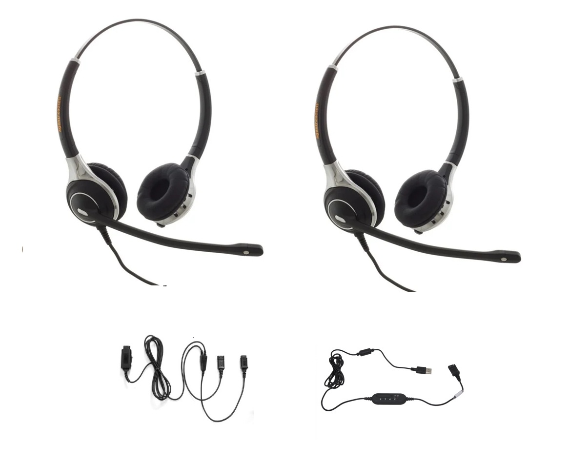 Agent Agent AG-2 Meeluister Headset Bundel met Trainingskabel en USB-aansluiting
