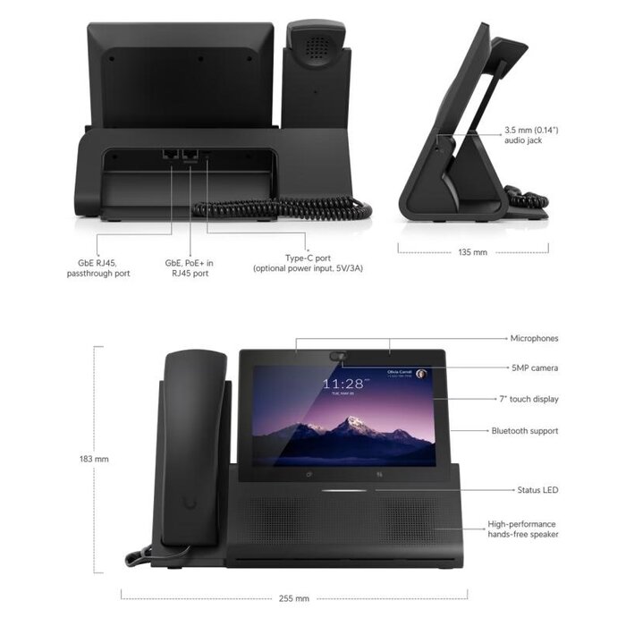 Ubiquiti Ubiquiti UniFi Phone Touch Max - 7" HD Touchscreen VoIP Telefoon met Android