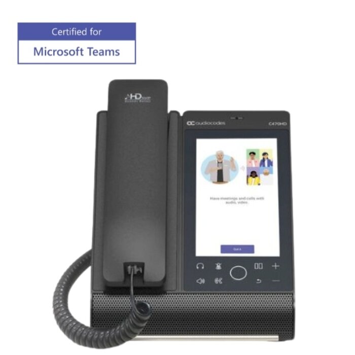 Audiocodes AudioCodes C470HD Microsoft Teams IP-Telefoon met 5" Touchscreen, Wi-Fi & Bluetooth