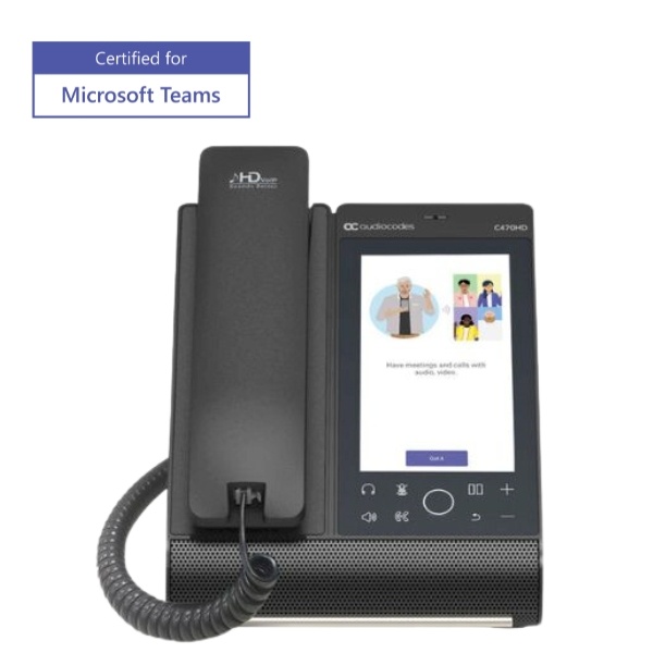 Audiocodes AudioCodes C470HD Microsoft Teams IP-Telefoon met 5" Touchscreen, Wi-Fi & Bluetooth