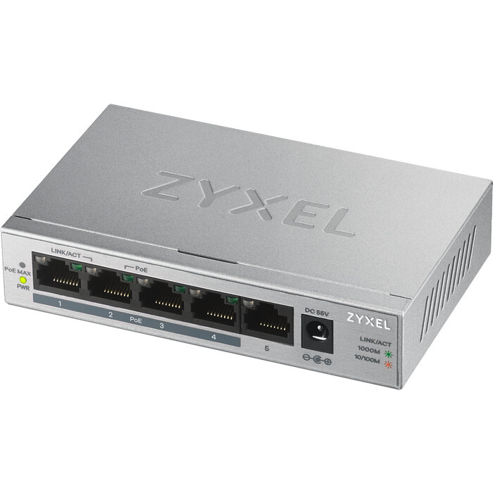 Zyxel Zyxel GS1005HP 5-poorts Gigabit Switch 4x PoE+ (GS1005HP-EU0101F)