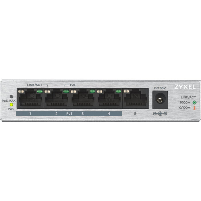 Zyxel Zyxel GS1005HP 5-poorts Gigabit Switch met 60W PoE+ - Unmanaged