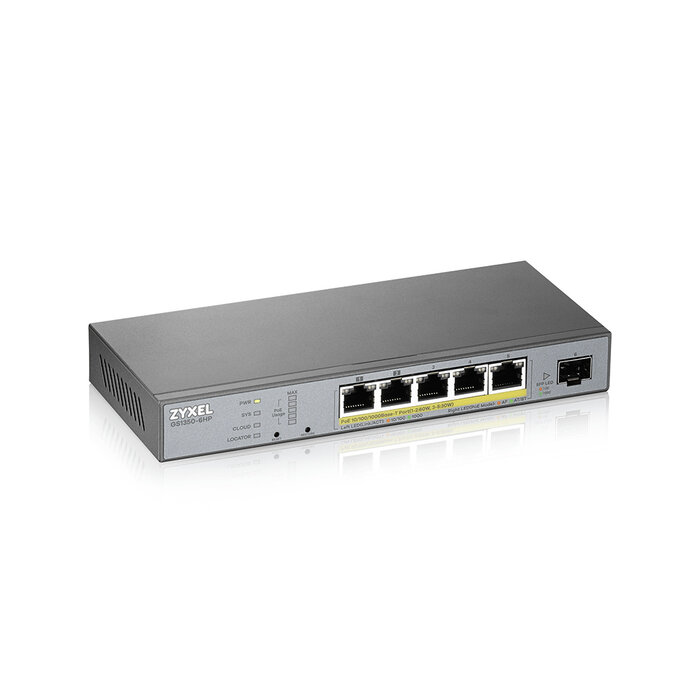 Zyxel Zyxel GS1350-6HP Managed L2 PoE+ Switch - 5x PoE+ (60W), 1x SFP, Nebula Cloud