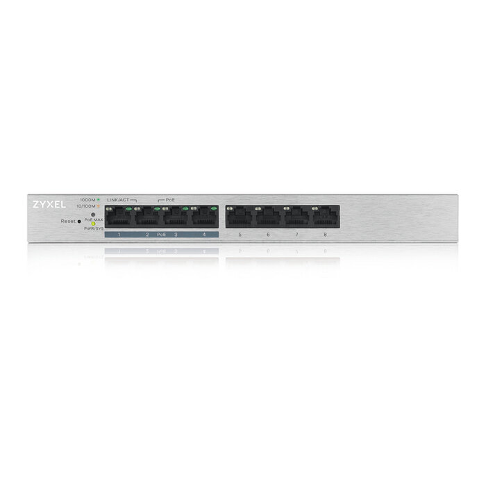 Zyxel Zyxel GS1200-8HP v2 Web-Managed 8-Poorts Gigabit Switch met 4 PoE+ Poorten (60W)