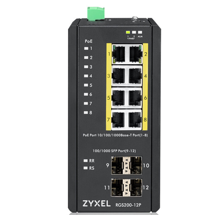 Zyxel Zyxel RGS200-12P Managed L2 Gigabit Switch - 8x PoE+ & 4x SFP - IP30 Robuust