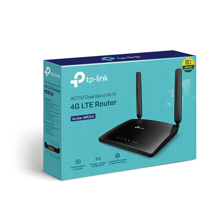 TP-Link TP-Link Archer MR200 4G LTE Router - Dual-Band WiFi - Zwart
