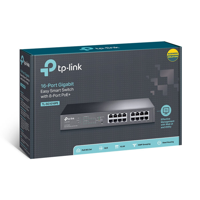 TP-Link TP-Link TL-SG1016PE Gigabit Managed PoE+ Switch - 16 Poorten (110W)