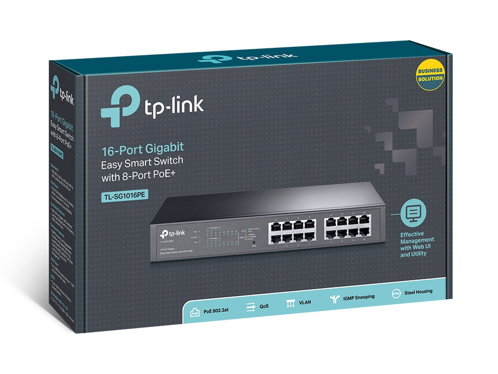 TP-Link TP-Link TL-SG1016PE Gigabit Managed PoE+ Switch - 16 Poorten (110W)