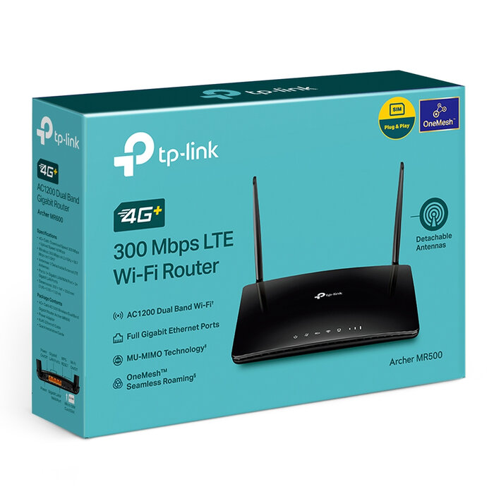TP-Link TP-Link Archer MR500 4G+ LTE Router - AC1200 Dual-Band WiFi, Gigabit Poorten