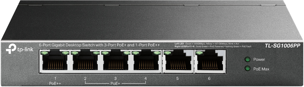 TP-Link TP-Link TL-SG1006PP, Unmanaged, Gigabit Ethernet (10/100/1000), Power over Ethernet (PoE), Rack-montage