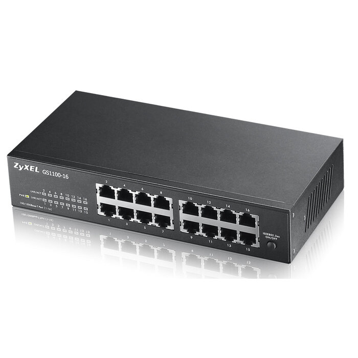 Zyxel Zyxel GS1100-16 16-Poorts Unmanaged Gigabit Switch - Stil & Rackmountable