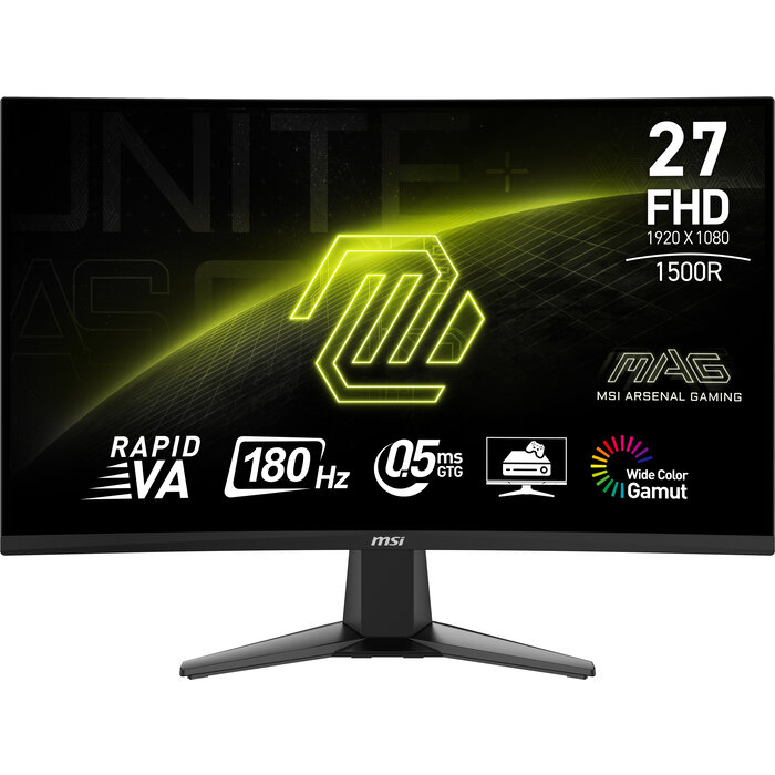 MSI MSI MAG 27C6F - 27 Inch Full HD Curved Gaming Monitor - 180Hz - 1ms