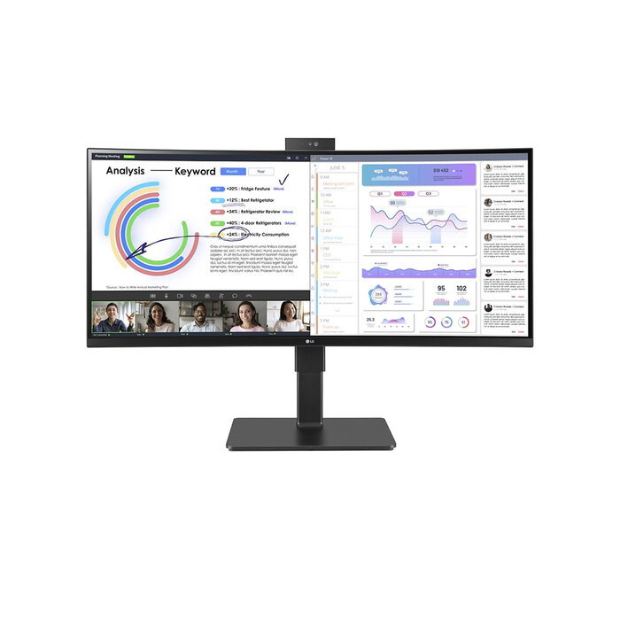 LG Electronics LG 34BQ77QC-B 34" Curved UltraWide WQHD Monitor USB-C Webcam (34BQ77QC-B.AEU)
