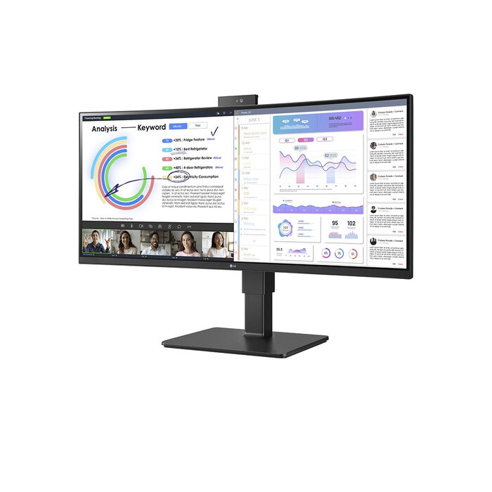 LG Electronics LG 34BQ77QC-B 34" Curved UltraWide WQHD Monitor USB-C Webcam (34BQ77QC-B.AEU)