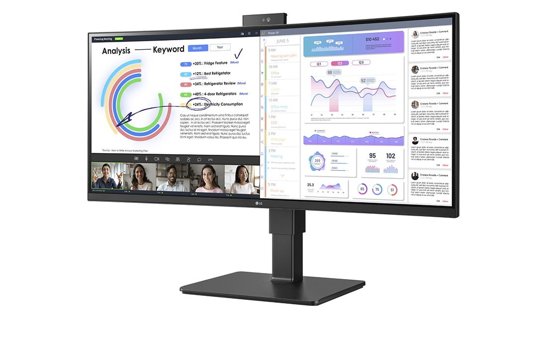 LG Electronics LG 34BQ77QC-B 34" Curved UltraWide WQHD Monitor USB-C Webcam (34BQ77QC-B.AEU)