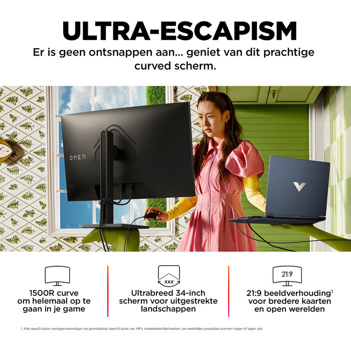 HP Printing & Computing HP OMEN 34c 34" WQHD 165Hz Curved (780K8AA#ABB)