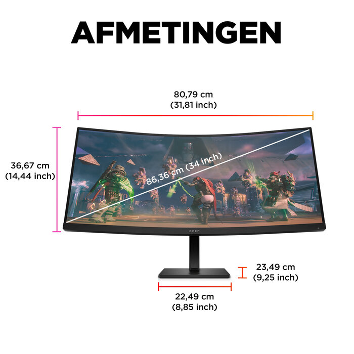 HP Printing & Computing HP OMEN 34c 34" WQHD Curved Gaming Monitor - 165Hz, 1ms