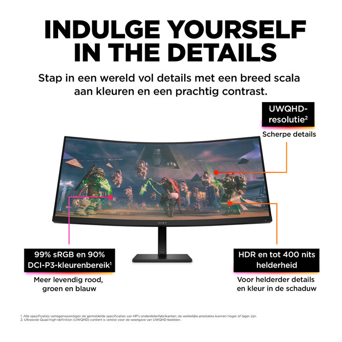 HP Printing & Computing HP OMEN 34c 34" WQHD Curved Gaming Monitor - 165Hz, 1ms