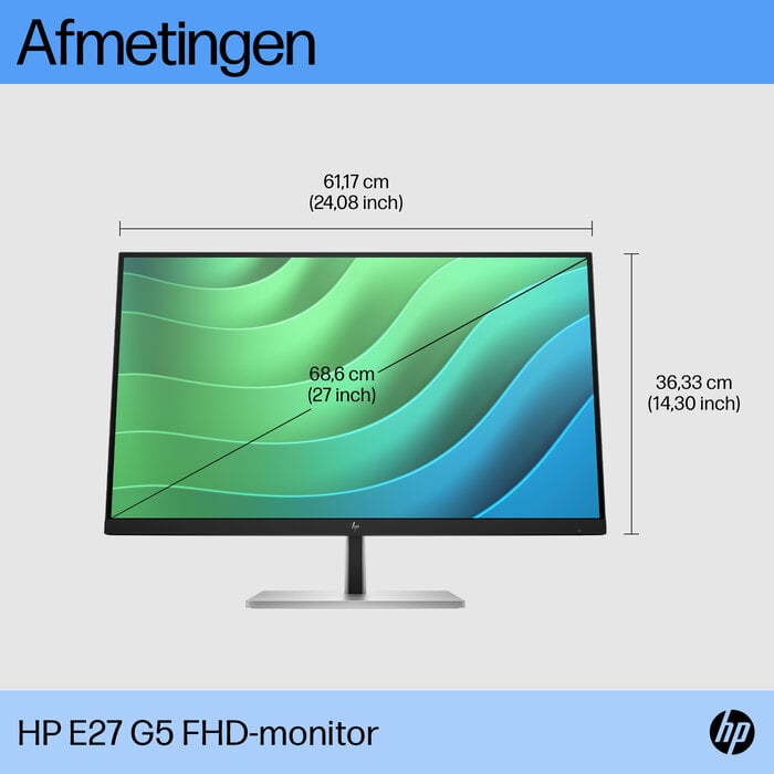 HP Printing & Computing HP E27 G5 27 inch Ergonomische FHD Monitor - IPS - USB-hub