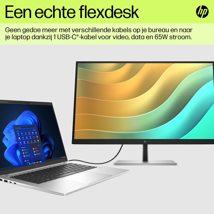 HP Printing & Computing HP E27u G5 27 inch QHD USB-C Monitor - Ergonomisch en Oplaadfunctie