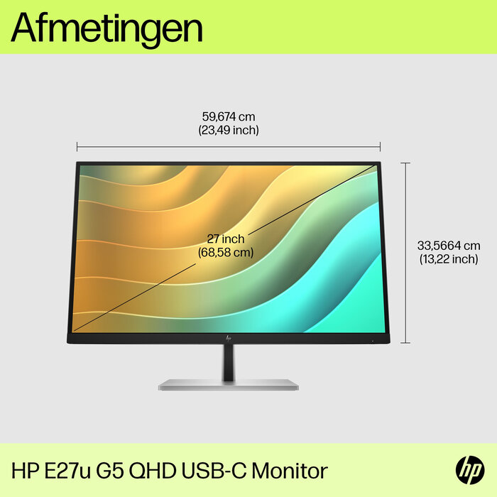 HP Printing & Computing HP E27u G5 27 inch QHD USB-C Monitor - Ergonomisch en Oplaadfunctie