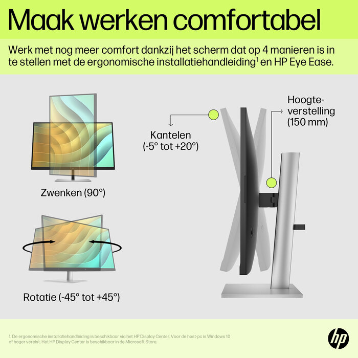 HP Printing & Computing HP E27u G5 27 inch QHD USB-C Monitor - Ergonomisch en Oplaadfunctie