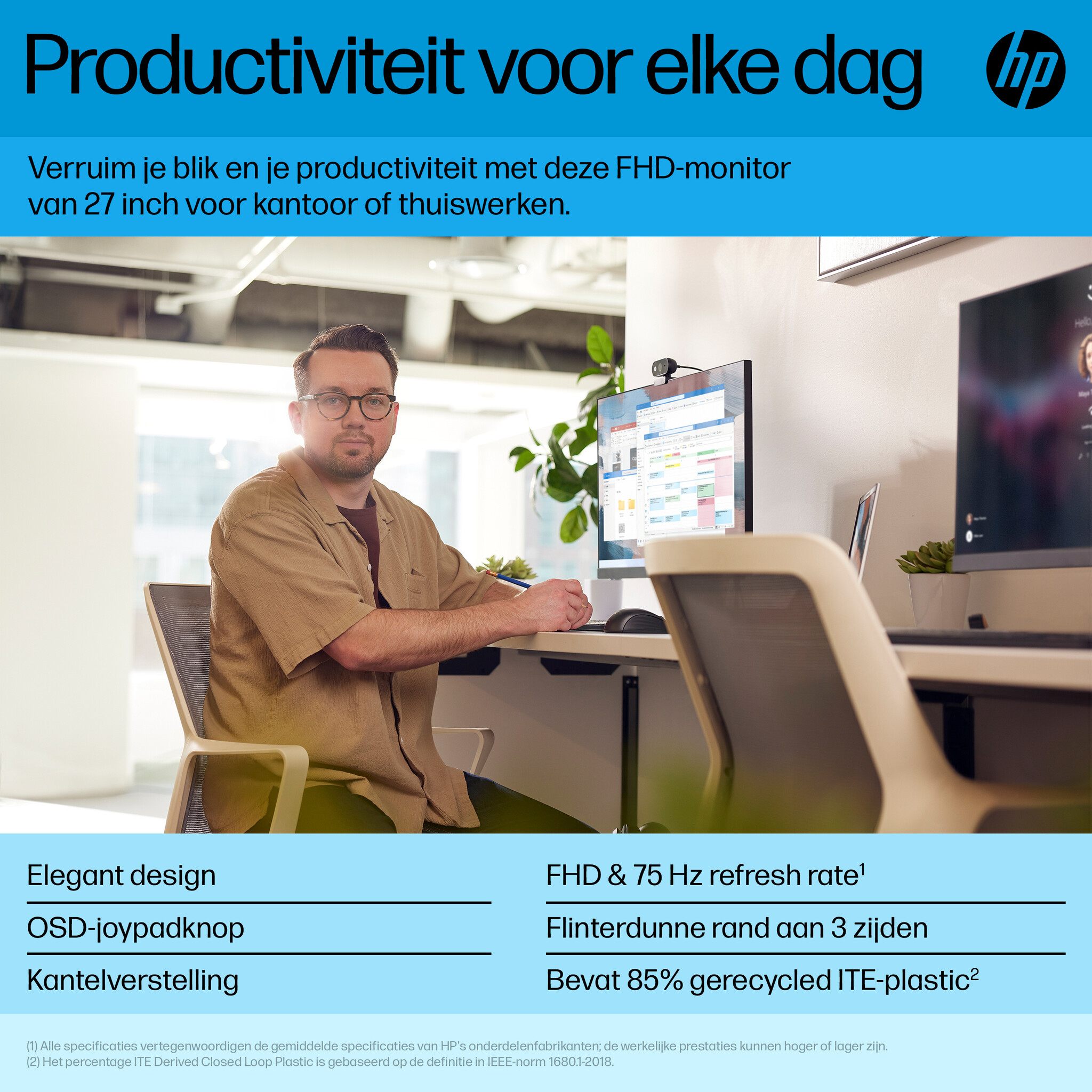 HP Printing & Computing HP P27h G5 27 inch Full HD IPS Monitor met Ergonomische Voet