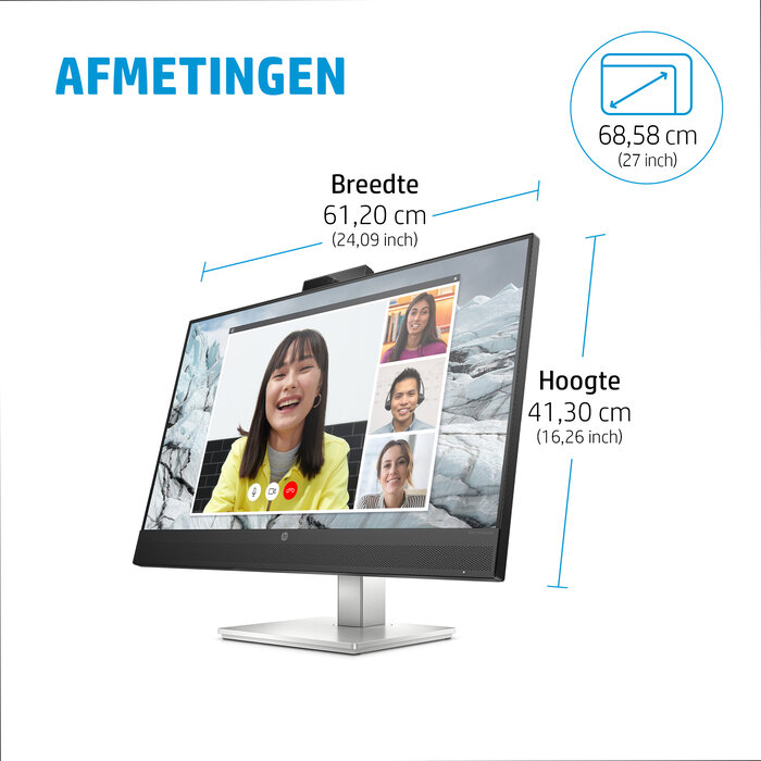 HP Printing & Computing HP E27m G4 27" QHD Monitor met Webcam & USB-C (40Z29AA#ABB)