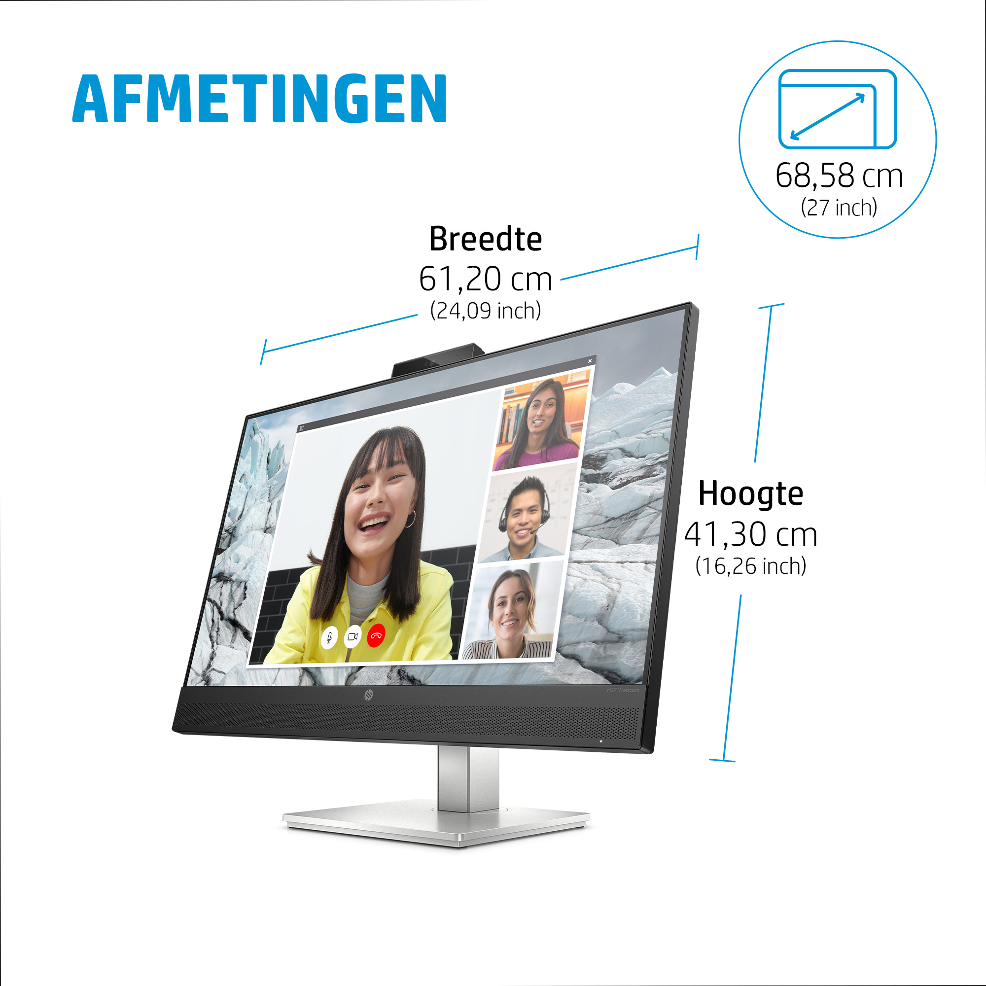 HP Printing & Computing HP E27m G4 27" QHD Monitor met Webcam & USB-C (40Z29AA#ABB)