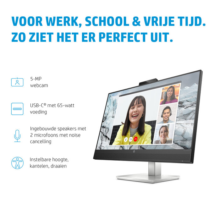 HP Printing & Computing HP E27m G4 27" QHD Monitor met Webcam & USB-C (40Z29AA#ABB)