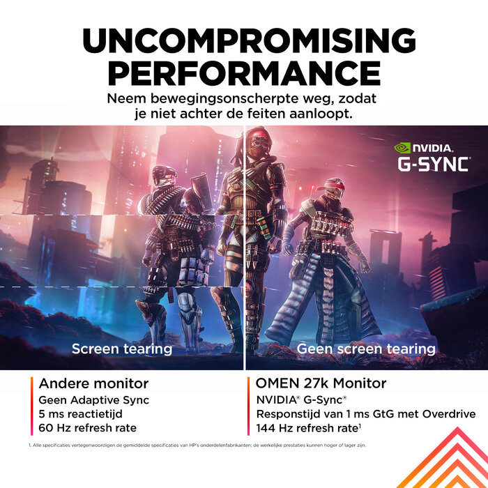 HP Printing & Computing OMEN by HP OMEN by 27 inch UHD 144 Hz gamingmonitor - OMEN 27k, 68,6 cm (27"), 3840 x 2160 Pixels, 4K Ultra HD, LCD, 1 ms, Zwart