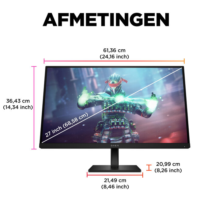 HP Printing & Computing OMEN by HP OMEN by 27 inch UHD 144 Hz gamingmonitor - OMEN 27k, 68,6 cm (27"), 3840 x 2160 Pixels, 4K Ultra HD, LCD, 1 ms, Zwart