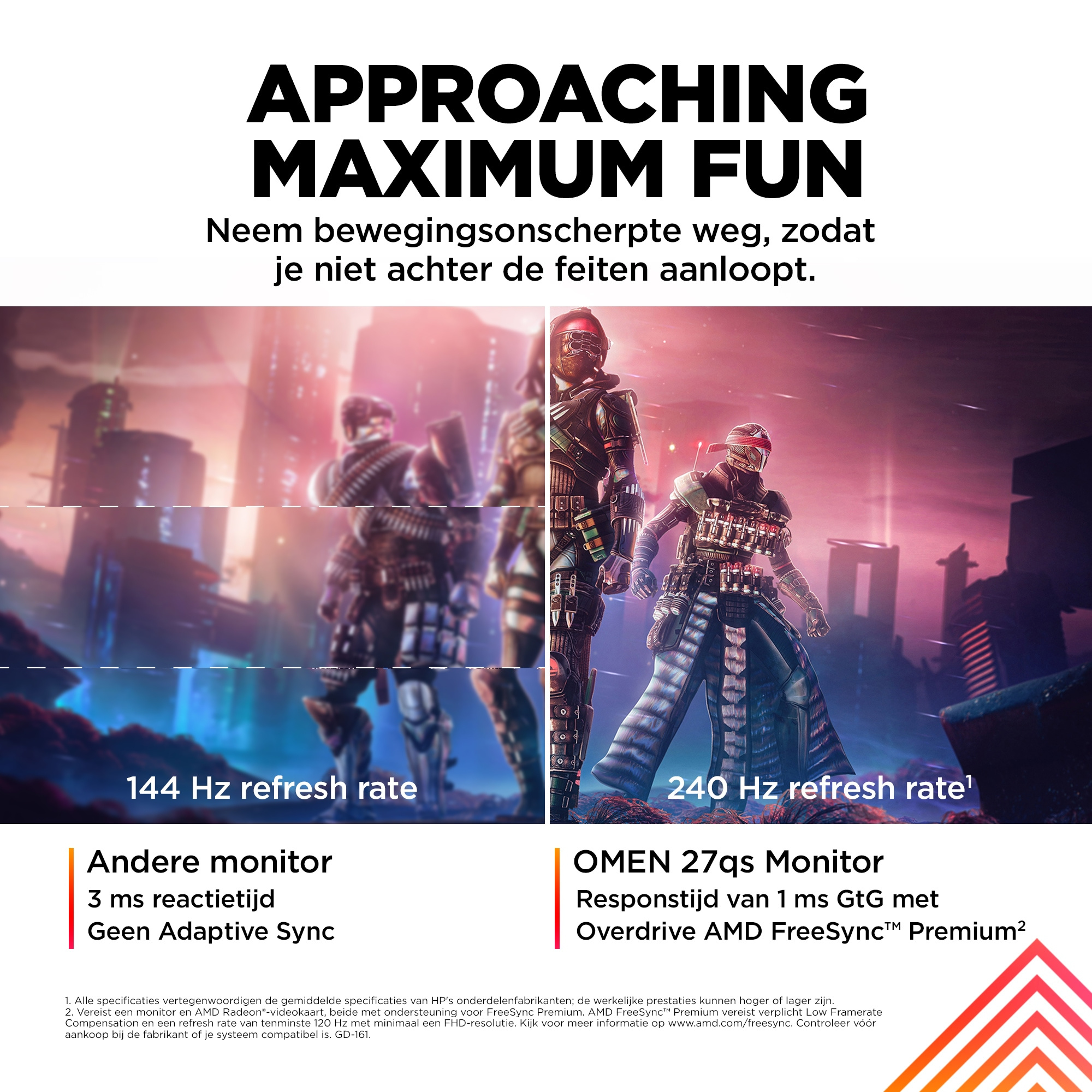 HP Printing & Computing OMEN by HP OMEN by 27 inch QHD 240 Hz gaming monitor - OMEN 27qs, 68,6 cm (27"), 2560 x 1440 Pixels, Quad HD, LCD, 1 ms, Zwart