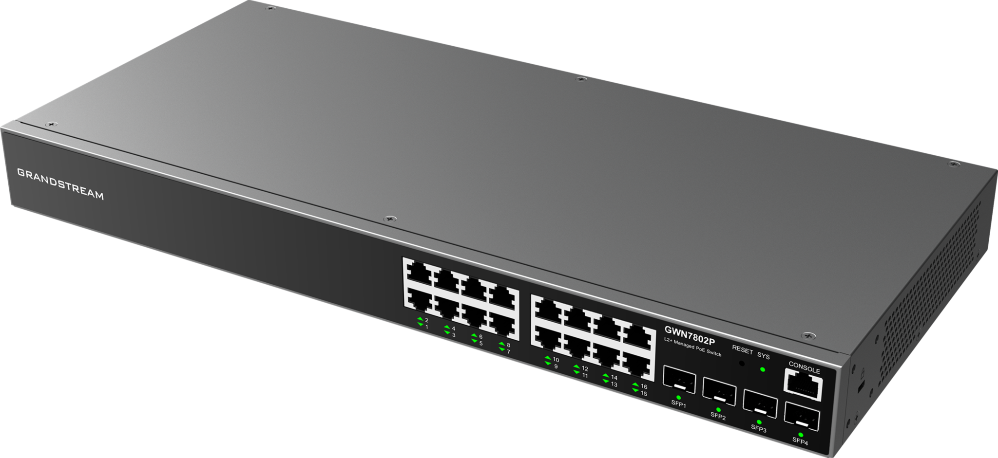 Grandstream Grandstream GWN7802P 16-Poorts Gigabit PoE+ Managed Switch