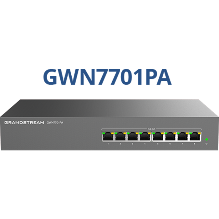 Grandstream Grandstream GWN7701PA 8-Poorts Gigabit Unmanaged PoE+ Switch 145W