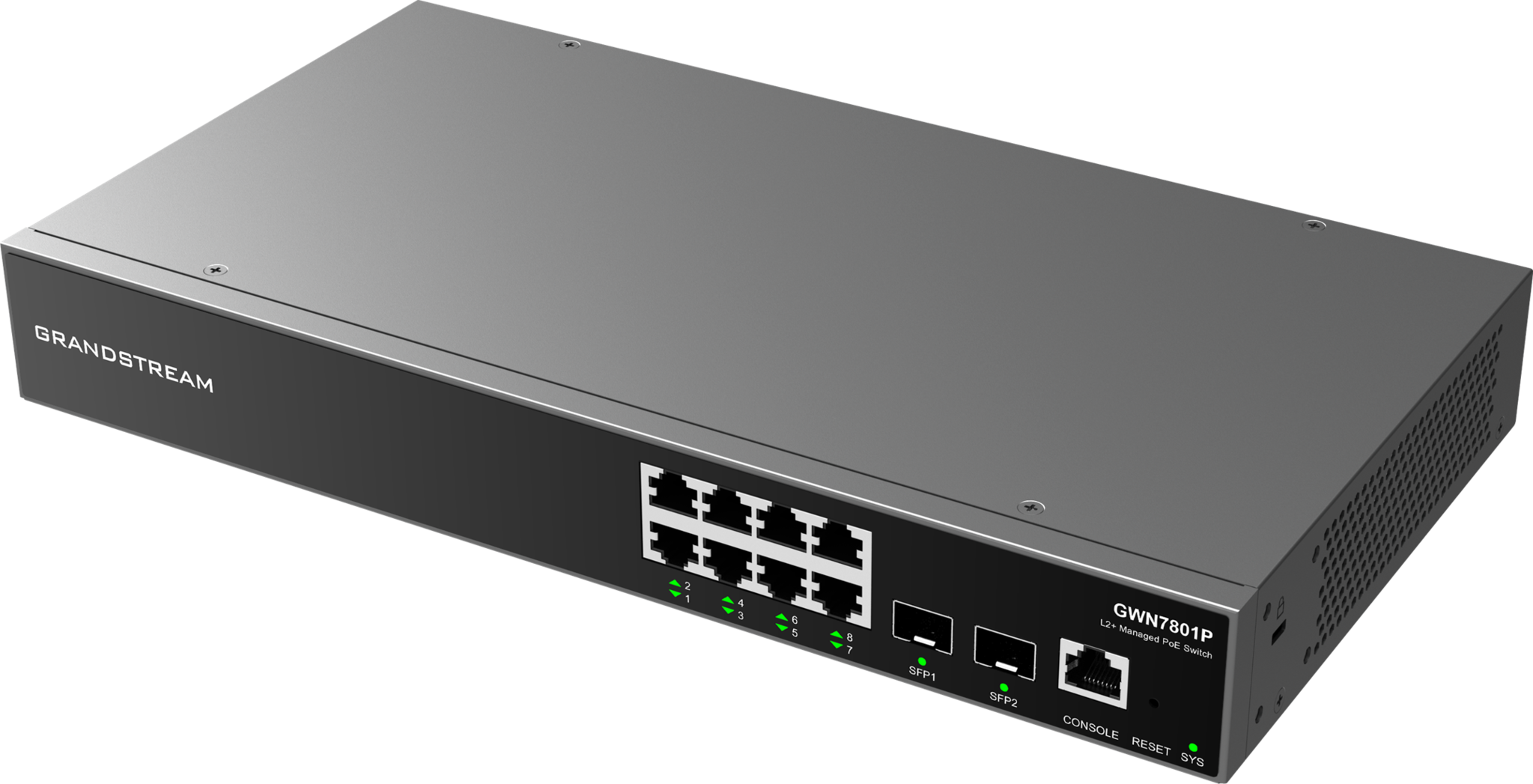 Grandstream Grandstream GWN7801P Layer 2+ Managed 8-Poorts PoE+ Switch (120W, 2x SFP)