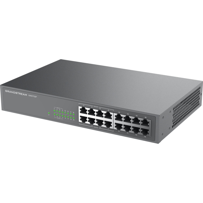 Grandstream Grandstream GWN7702P 16-Port Gigabit Unmanaged Switch met 180W PoE+ en SFP