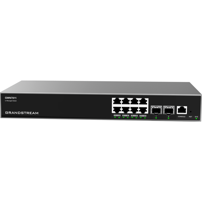 Grandstream Grandstream GWN7811 8-Poorts Gigabit Layer 3 Managed Switch met 2 SFP poorten