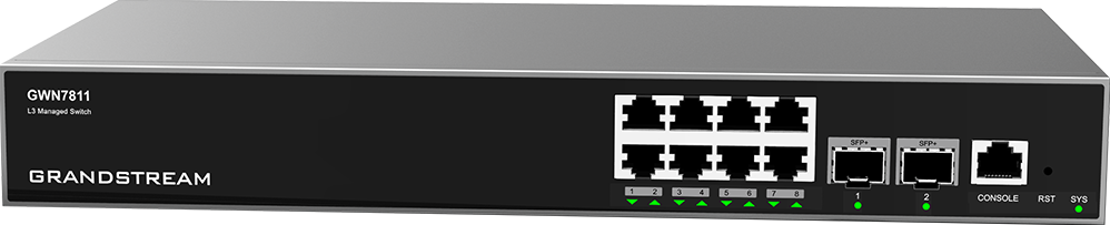 Grandstream Grandstream GWN7811 8-Poorts Gigabit Layer 3 Managed Switch met 2 SFP poorten