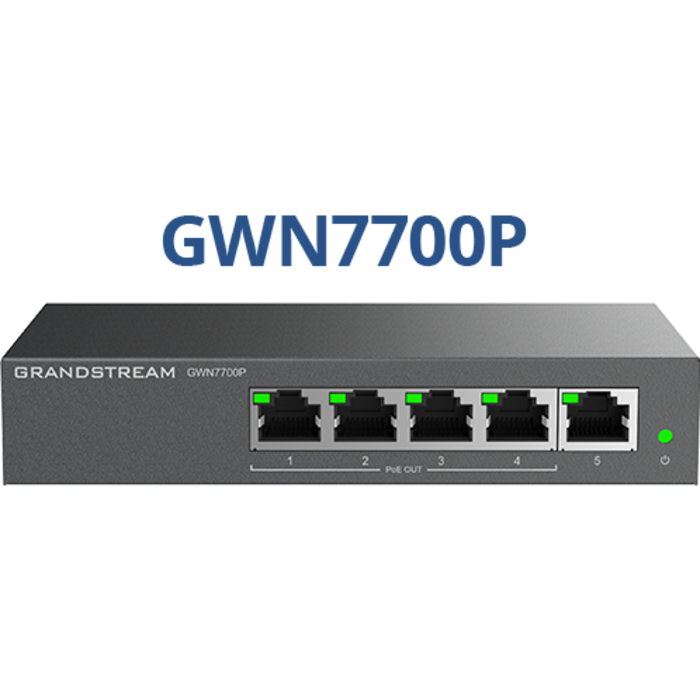 Grandstream Grandstream GWN7700P Unmanaged Gigabit Switch met 4 PoE+ Poorten