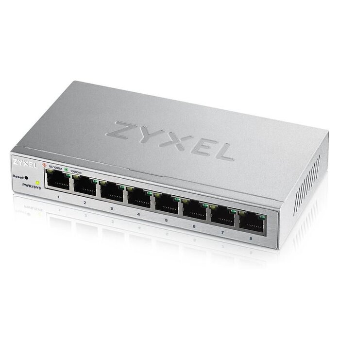 Zyxel Zyxel GS1200-8 Web Managed 8-Poorts Gigabit Switch - Metalen behuizing