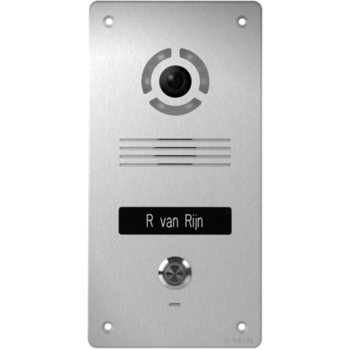 Robin Robin SlimLine SIP Inbouw Video Intercom Zilver - 1 Toets met PoE & Nachtzicht